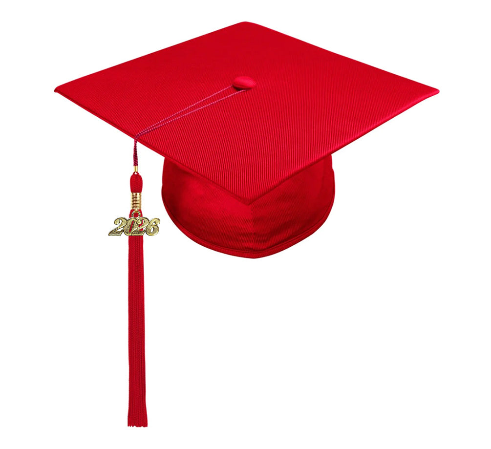 Shiny Red High School Cap & Tassel