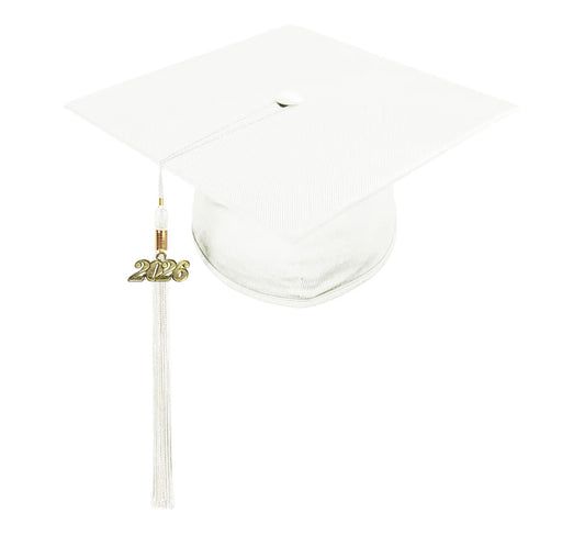 Shiny White Junior High/Middle School Cap & Tassel