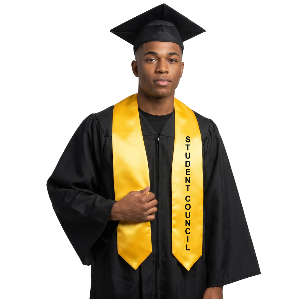 Student council and class officer graduation stole with embroidered lettering