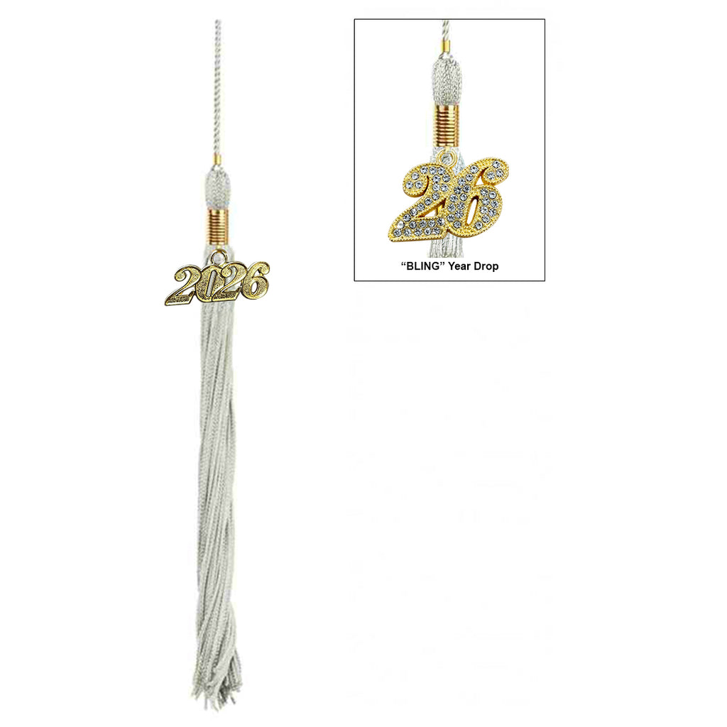 Shiny Silver High School Cap & Tassel