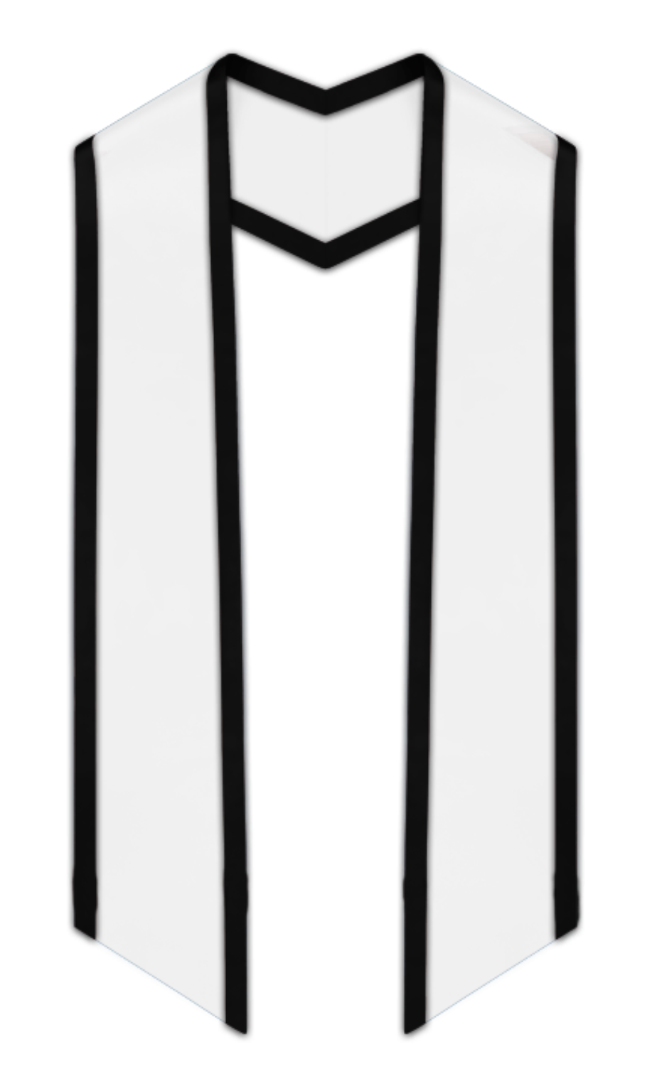 White Slanted Graduation Stole with Black Trim – Gradshop