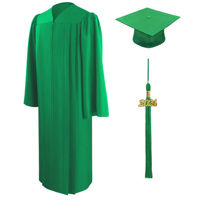 Matte Emerald Green High School Cap & Gown