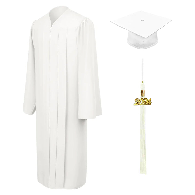 Matte White Bachelors Academic Cap & Gown