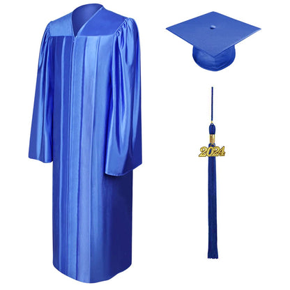 Shiny Royal Blue Bachelors Academic Cap & Gown