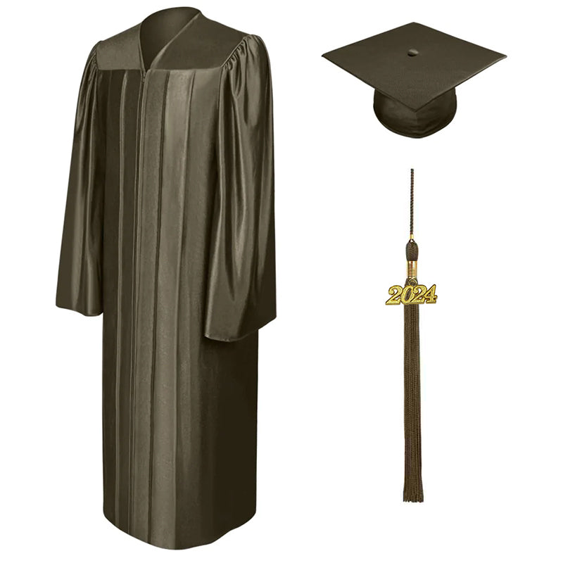 Shiny Brown Bachelors Academic Cap & Gown