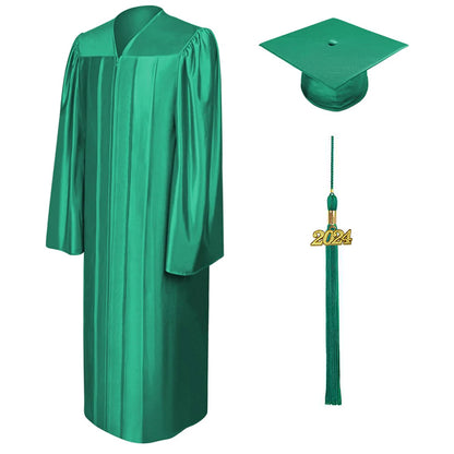 Shiny Emerald Green Elementary Cap & Gown