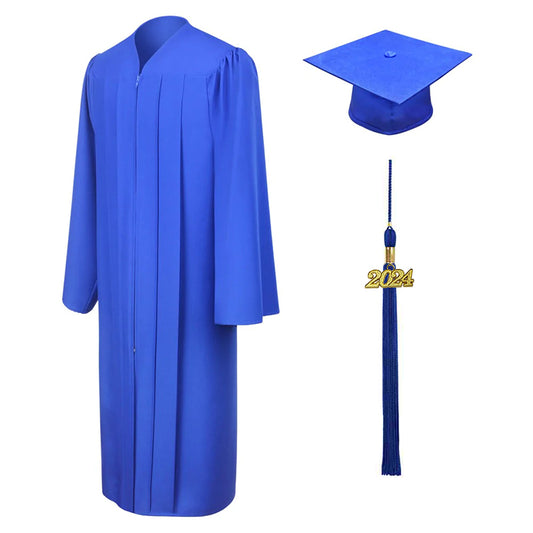 Matte Royal Blue High School Cap & Gown