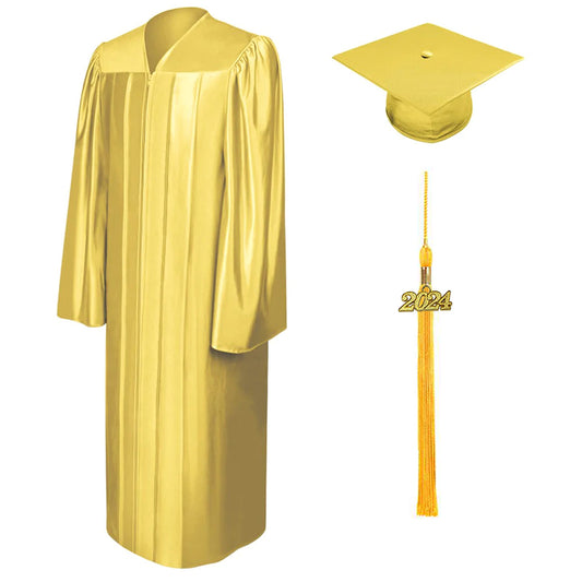 Shiny Gold Bachelors Cap & Gown