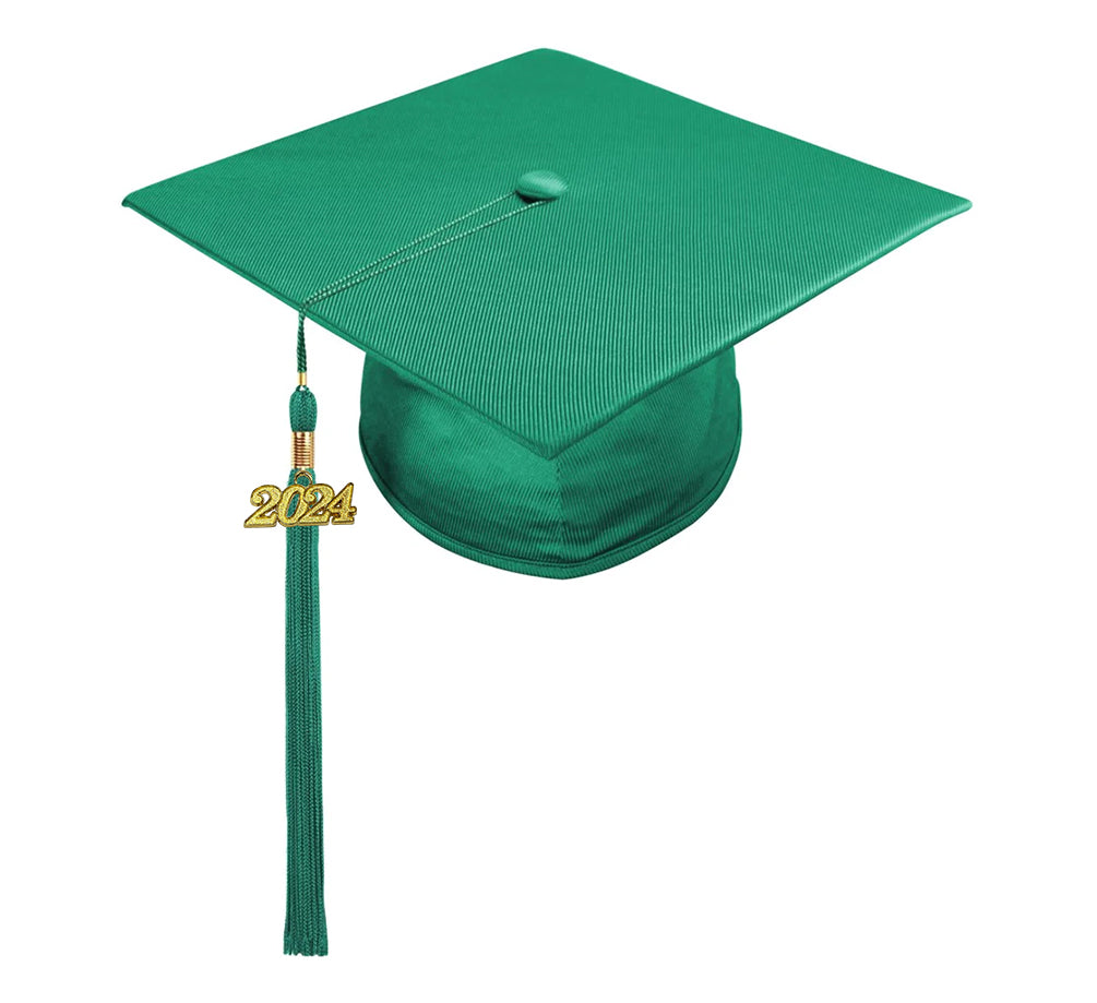 Shiny Emerald Green Junior High/Middle School Cap & Tassel