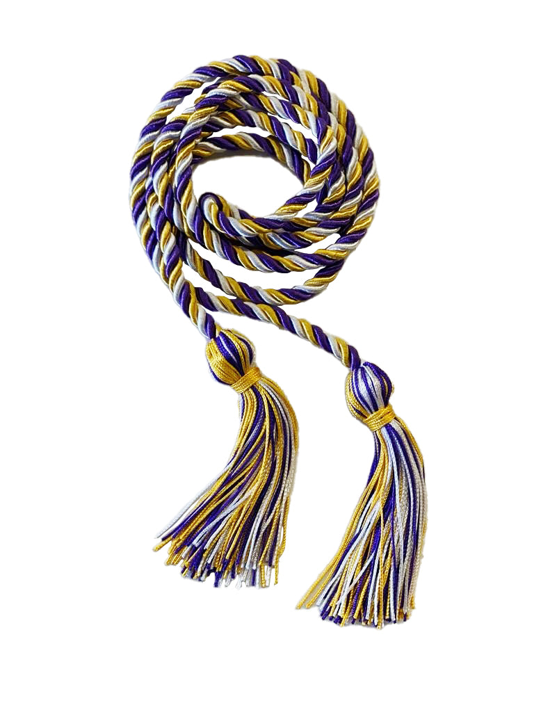 Gold, Purple and White Intertwined Elementary Honor Cord