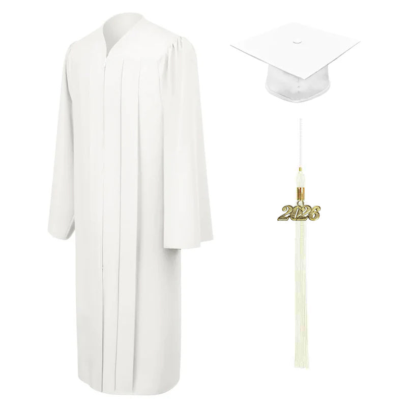 Matte White Junior High/Middle School Cap & Gown