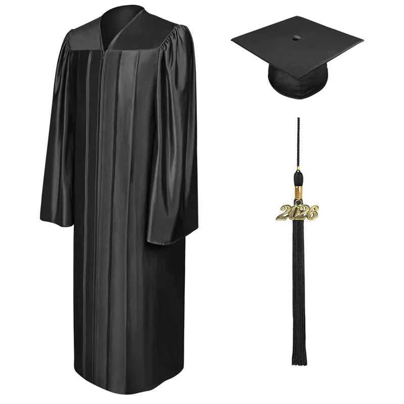Shiny Black Elementary Cap & Gown