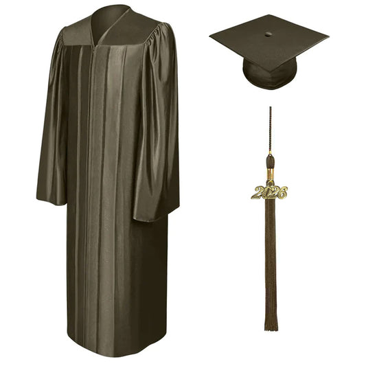 Shiny Brown Bachelors Academic Cap & Gown
