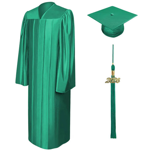 Shiny Emerald Green Elementary Cap & Gown