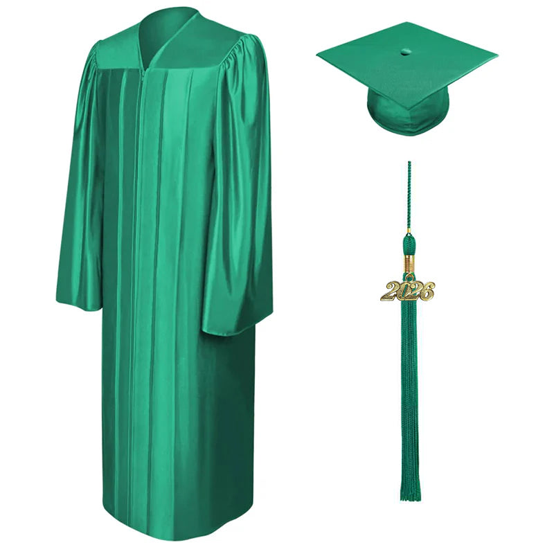 Shiny Emerald Green Bachelors Cap & Gown