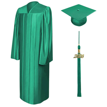 Shiny Emerald Green Bachelors Cap & Gown