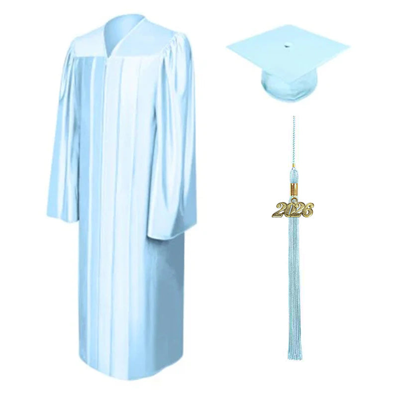 Shiny Light Blue Junior High/Middle School Cap & Gown