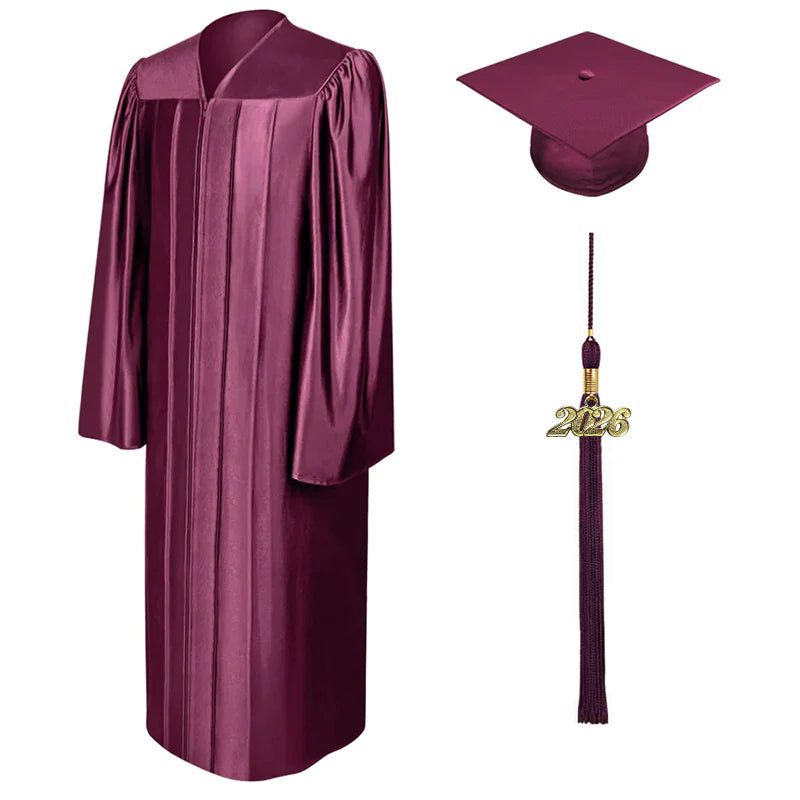 Shiny Maroon Junior High/Middle School Cap & Gown