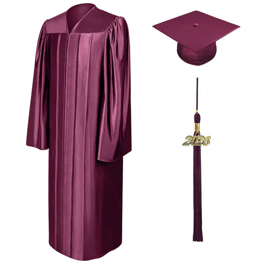 Shiny Maroon Bachelors Academic Cap & Gown