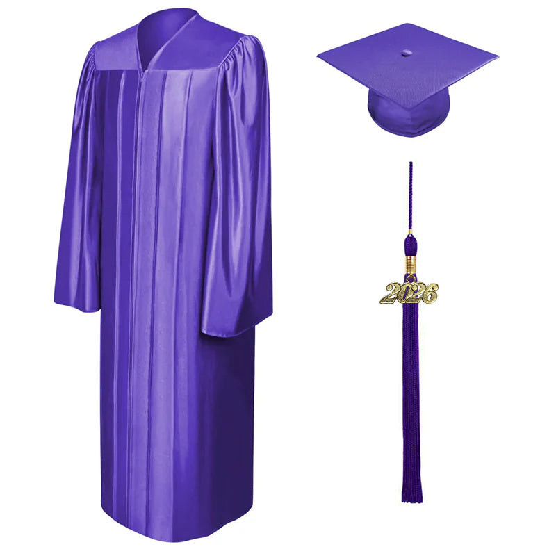 Shiny Purple Bachelors Academic Cap & Gown
