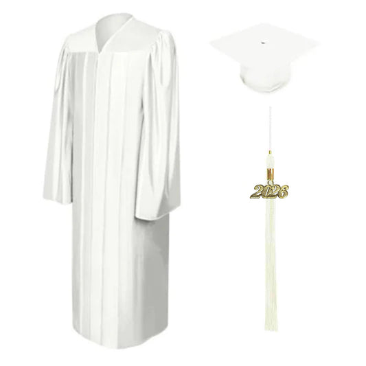 Shiny White Elementary Cap & Gown