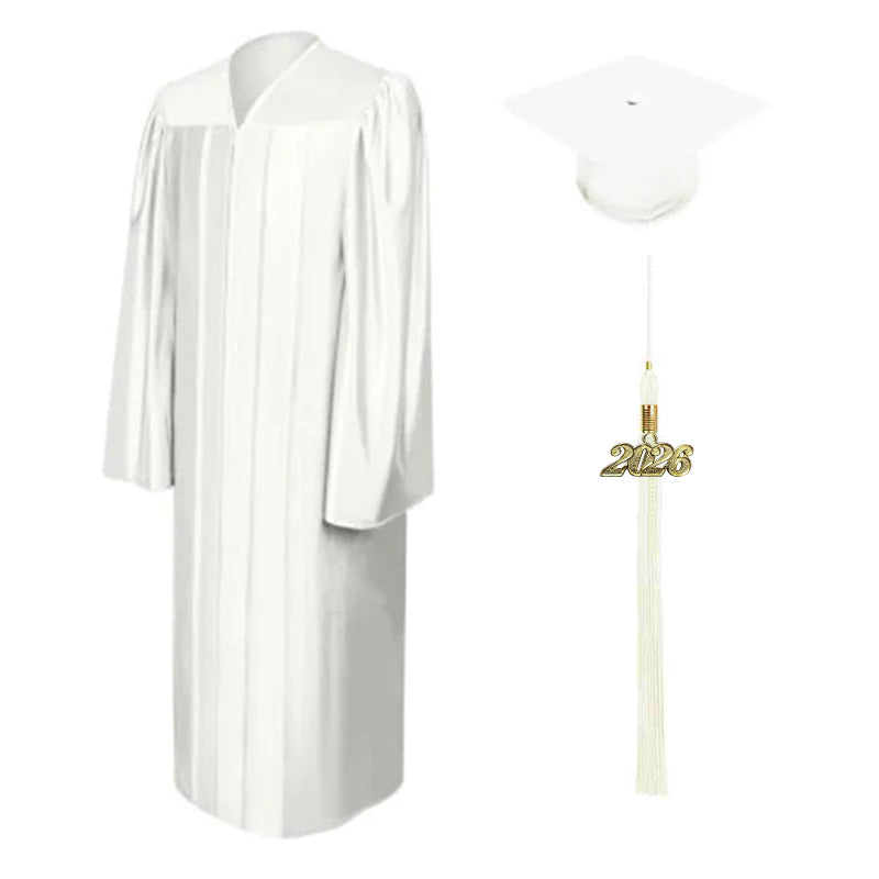 Shiny White Bachelors Cap & Gown