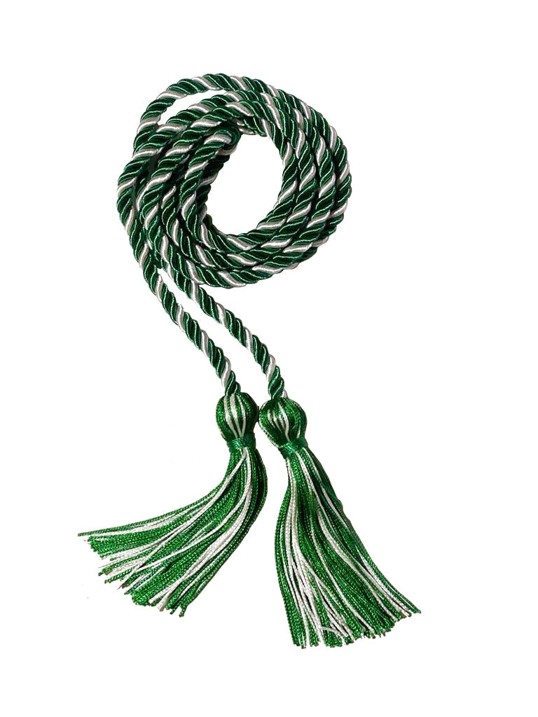 Emerald Green and White Intertwined Honor Cord