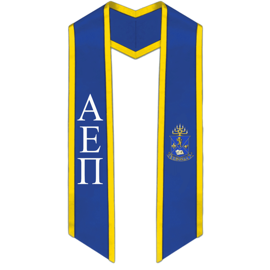 Alpha Epsilon Pi Trimmed Greek Lettered Graduation Stole w/ Crest
