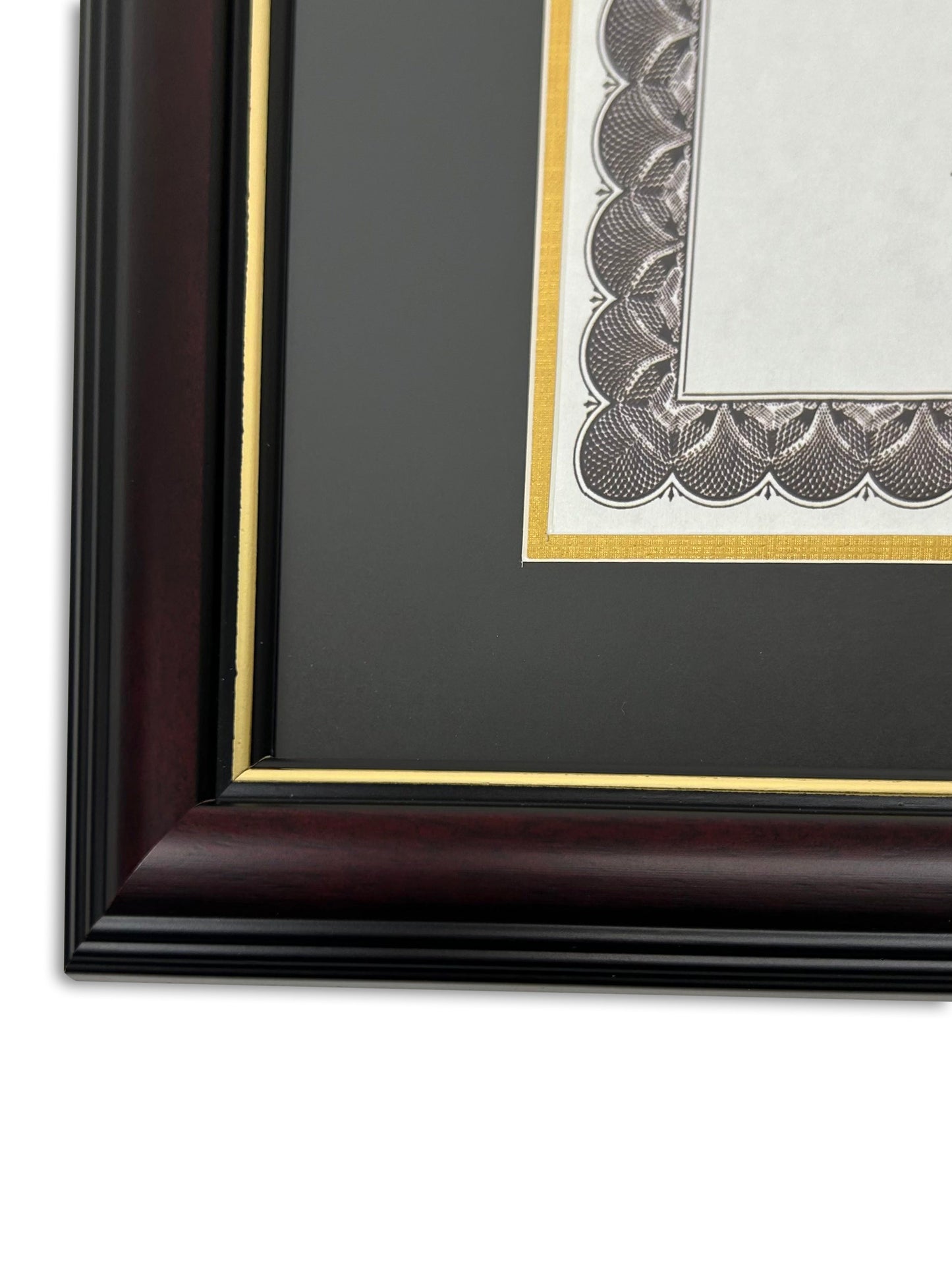 Graduation Diploma Frame in Real Wood Glossy Cherry with Gold Trim, Fits 8.5" x 11" or 11" x 14" Certificate