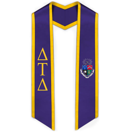 Delta Tau Delta Trimmed Greek Lettered Graduation Stole w/ Crest