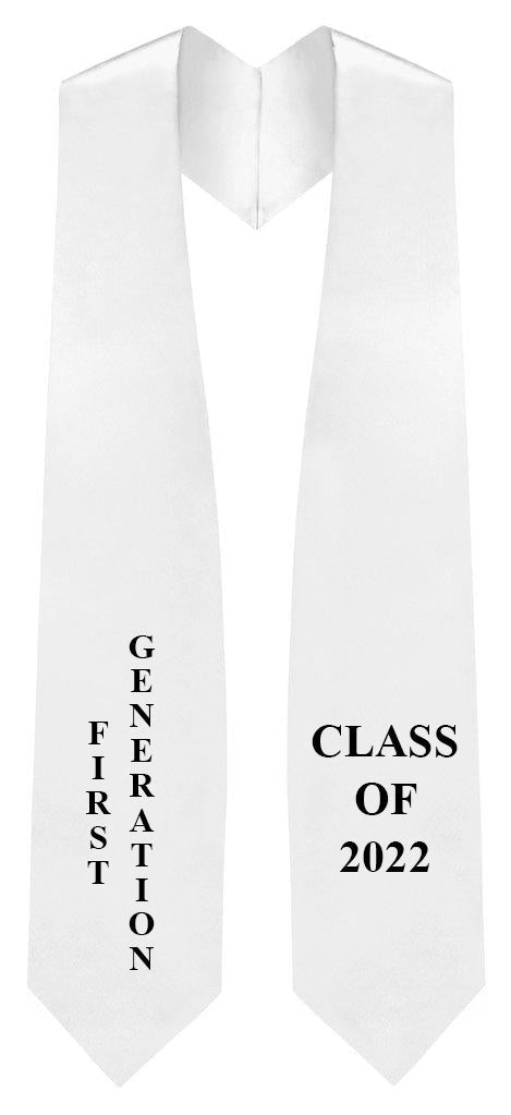 White First Generation Graduation Stole - White College & High School Stoles