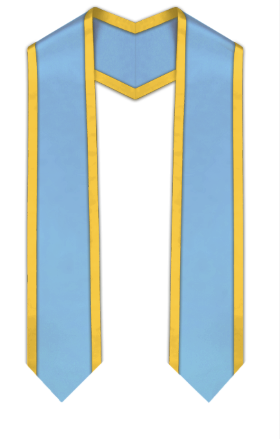 Light Blue Pointed Graduation Stole with Gold Trim