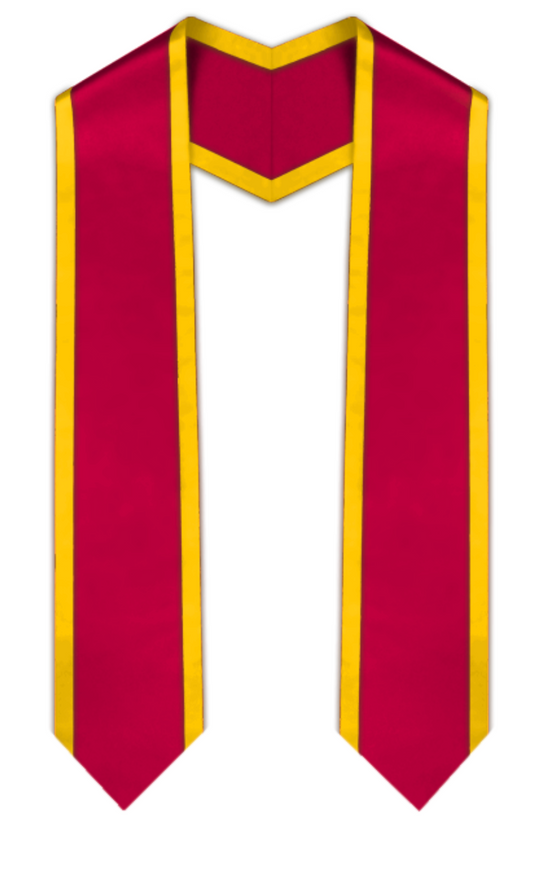Red Pointed Graduation Stole with Gold Trim