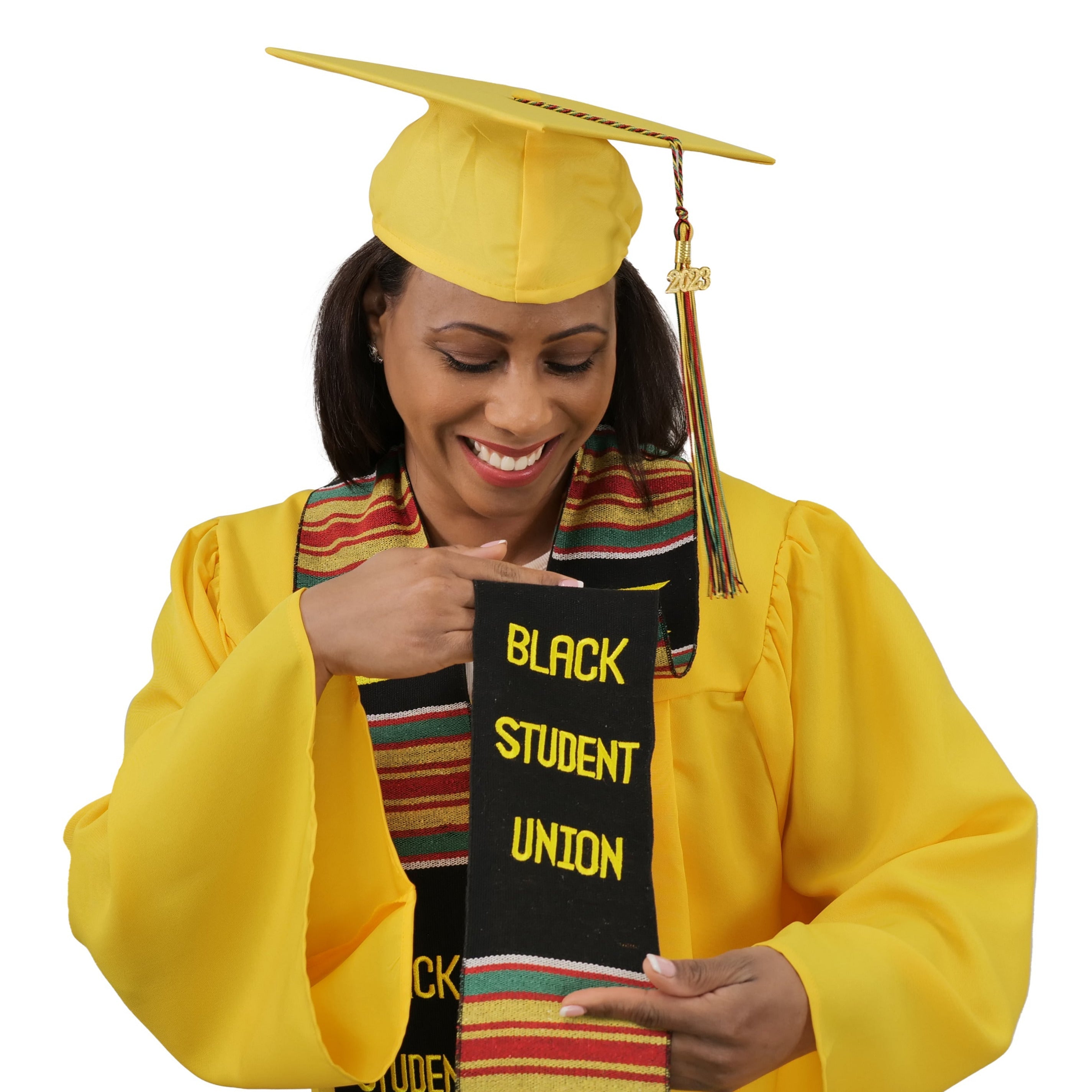 Black Student Union Graduation Kente Stole, Handwoven Kente Sash Cloth