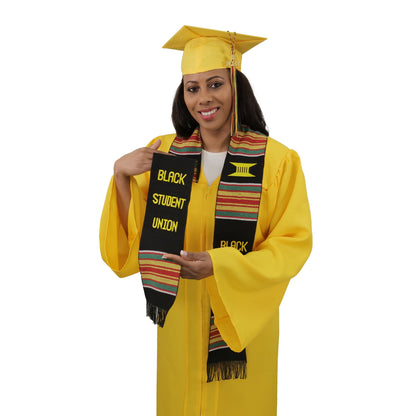 Black Student Union Graduation Kente Stole, Handwoven Kente Sash Cloth