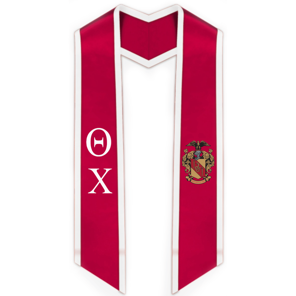Theta Chi Trimmed Greek Lettered Graduation Stole w/ Crest