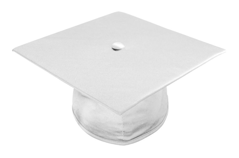 Shiny White Bachelors Graduation Cap - College & University - Graduation Cap and Gown