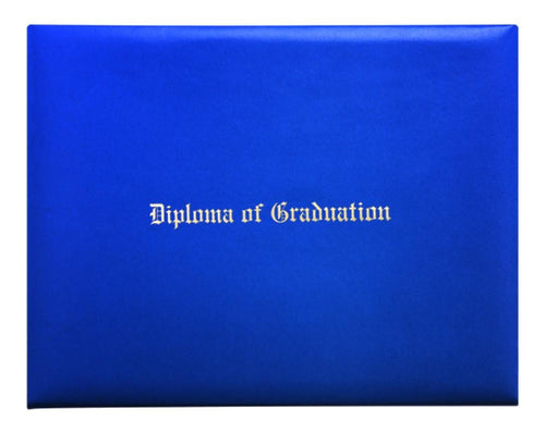 Royal Blue Imprinted Diploma Cover - High School Diploma Cover - Graduation Cap and Gown