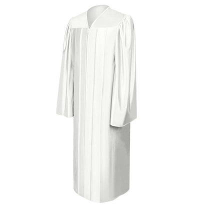 Shiny White High School Graduation Gown - Graduation Cap and Gown