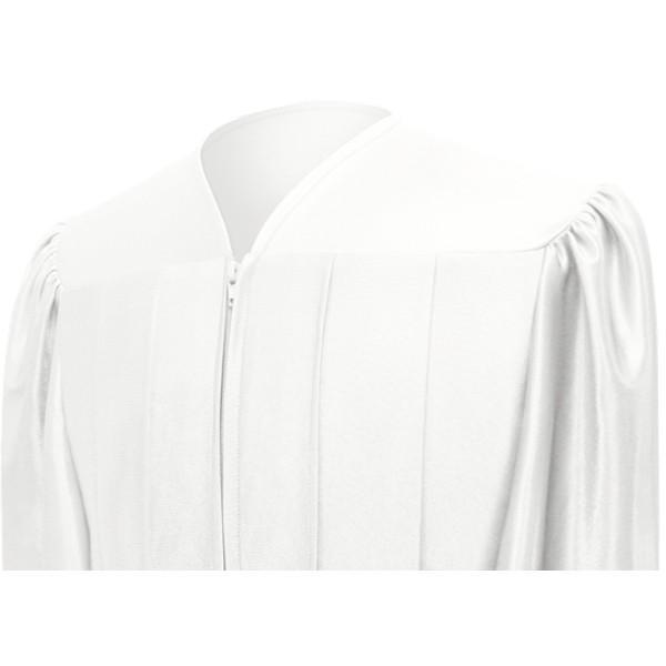 Shiny White High School Graduation Gown - Graduation Cap and Gown
