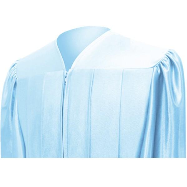 Shiny Light Blue High School Graduation Gown - Graduation Cap and Gown