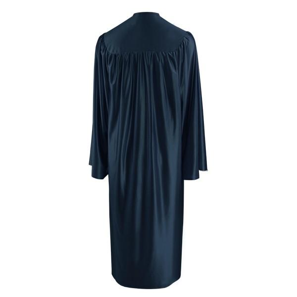 Shiny Navy Blue High School Graduation Gown - Graduation Cap and Gown